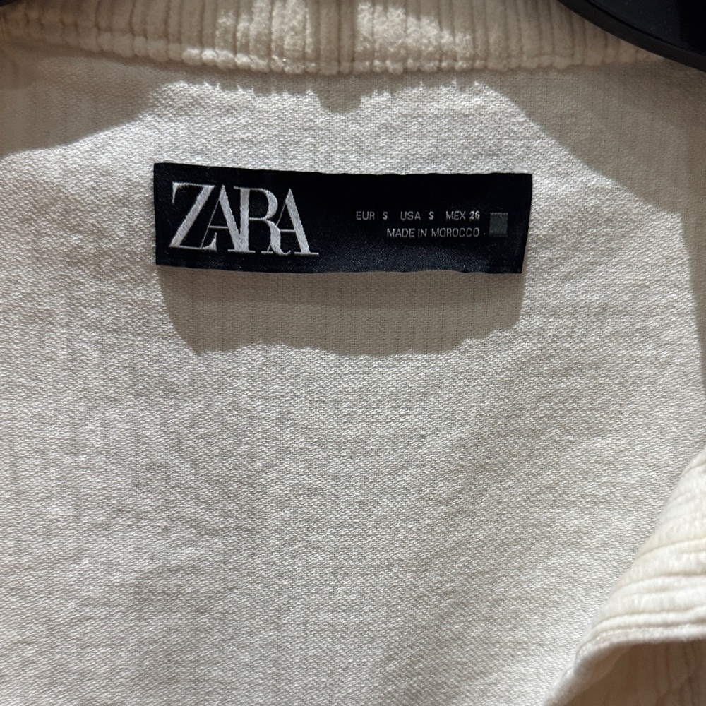 Zara Women's Cream Ribbed Button-Front Shacket - Picture 2 of 2